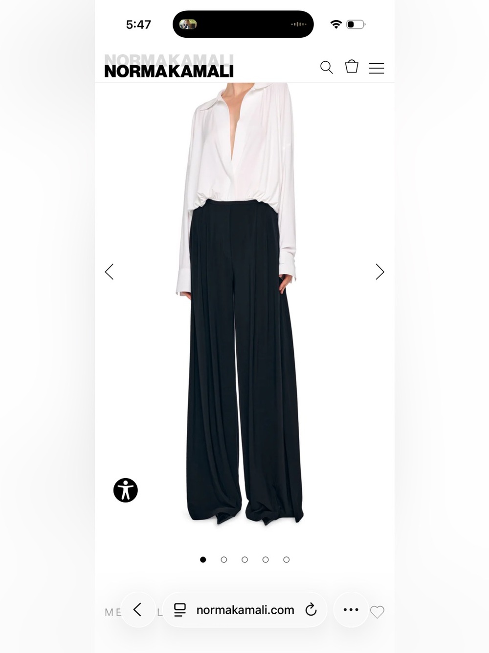 Norma Kamali Black Pleated Wide-Leg Pants by SZ XS